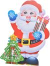 مجسم سانتا كلوز يحمل علبة هدايا وشجره الارز-متعدداللون,FTH-28-9-GG-154