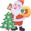 ⁦مجسم سانتا كلوز يحمل علبة هدايا وشجره الارز-متعدداللون,FTH-28-9-GG-154⁩ - الصورة ⁦4⁩