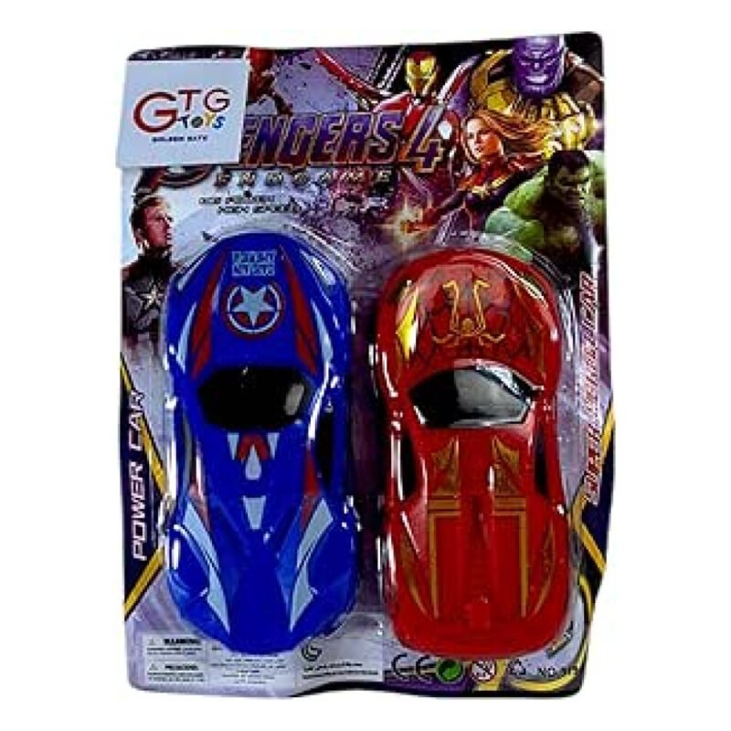 ⁦Diecast Model Car, Set of 2, Blue and Red⁩ - الصورة ⁦2⁩