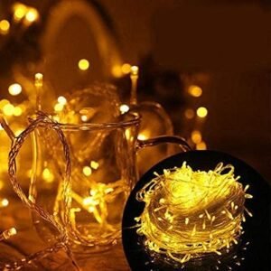 شريط اضاءة LED لتزيين غرفة الحفلات للكريسماس ذهبي و ابيض - 220 فولت بطول 10 متر