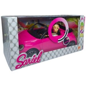 Doll with Pink Car, Musical and Lights, 60 x 15 x 15 cm