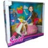 Barbie doll with a motorcycle in its distinctive shapes