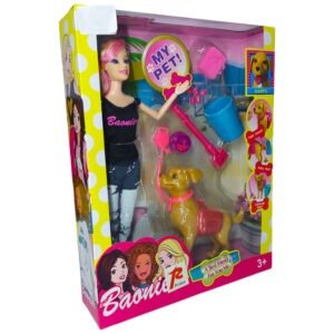 Barbie doll with her beautiful dog