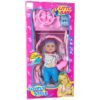 Baby doll with its stroller and accessories