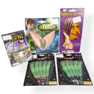 Halloween decoration set (ear - colored fingers - teeth - witch nose)
