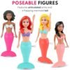 ⁦Mermaid Bath Toys for Toddlers Kids Girls - Princess Wind Up Tail Flap Floating Water Bathtub Toys, Swimming Pool Bathing Time Fun (4 Pack)⁩ - الصورة ⁦11⁩
