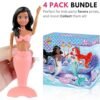 ⁦Mermaid Bath Toys for Toddlers Kids Girls - Princess Wind Up Tail Flap Floating Water Bathtub Toys, Swimming Pool Bathing Time Fun (4 Pack)⁩ - الصورة ⁦7⁩
