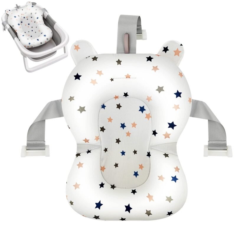 ⁦Glenmore Baby Bath Support, 0-12 Months Infant Bathtub Cushion, Soft Foam Mat for Newborn Baths Tubs, Breathable, Adjustable, Anti-Slip, Comfortable, Unisex, Grey, 32x41x8 cm, 2.5 kg⁩ - الصورة ⁦16⁩