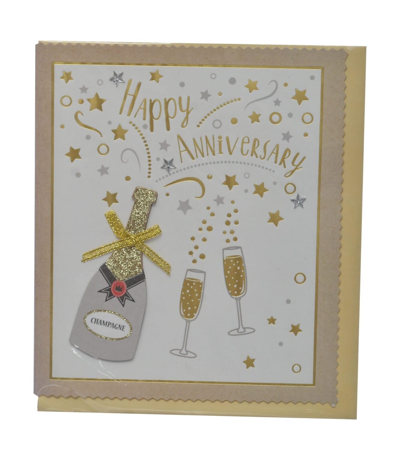 ⁦Prelude Wedding Anniversary Card ~ Anniversary Wishes Love & Happiness ~ Champagne & Wedding Cake Slim Card⁩ - الصورة ⁦10⁩