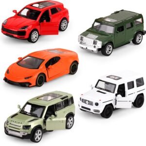 Hooqict Metal Die Cast Toy Cars Set of 5, Openable Doors Pull Back Cars for Kids Boys Age 3 4 5 6 7 8, Race Car Party Favors Mini Toy Cars for Pinata Stuffers, Goodie Bag Stuffers, Birthday Gifts