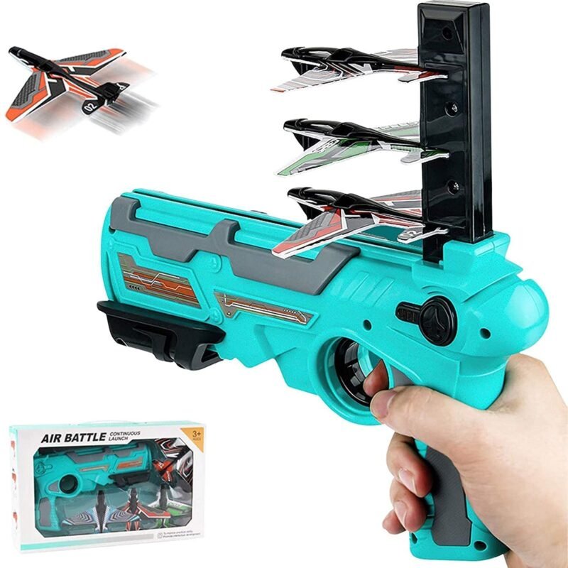 ⁦PIERCELL ENTERPRISE Piercell Airplane Launcher Gun Toy, Foam Glider Catapult Plane Toy for Kids, Throwing Foam Plane One-Click Ejection Airplane Shooting Games Flying Toys Guns & Darts. (Multicolor)⁩ - الصورة ⁦13⁩
