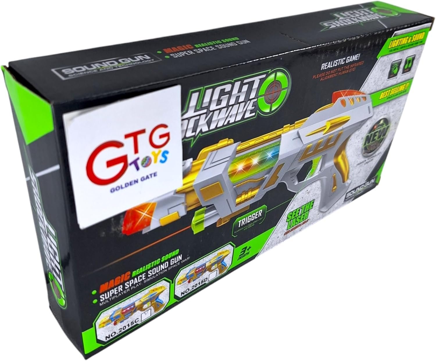 71Nk4sJ2gqL._AC_SL1500_.jpg GTG Toys Light and Sound Toy Gun - الصورة 1