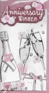 Prelude Wedding Anniversary Card ~ Anniversary Wishes Love & Happiness ~ Champagne & Wedding Cake Slim Card
