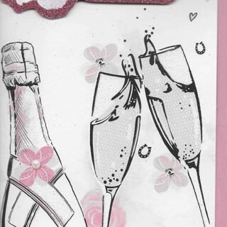 Prelude Wedding Anniversary Card ~ Anniversary Wishes Love & Happiness ~ Champagne & Wedding Cake Slim Card