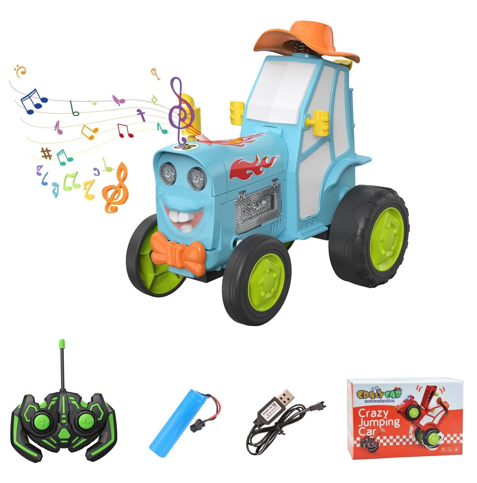 ⁦Neragron Remote Control Car, Crazy Jumping Dancing Car Toy, Double Sided RC Trucks with Headlights and Music, Wireless Remote Control Rocking Car for Kids Birthday Gift⁩ - الصورة ⁦12⁩