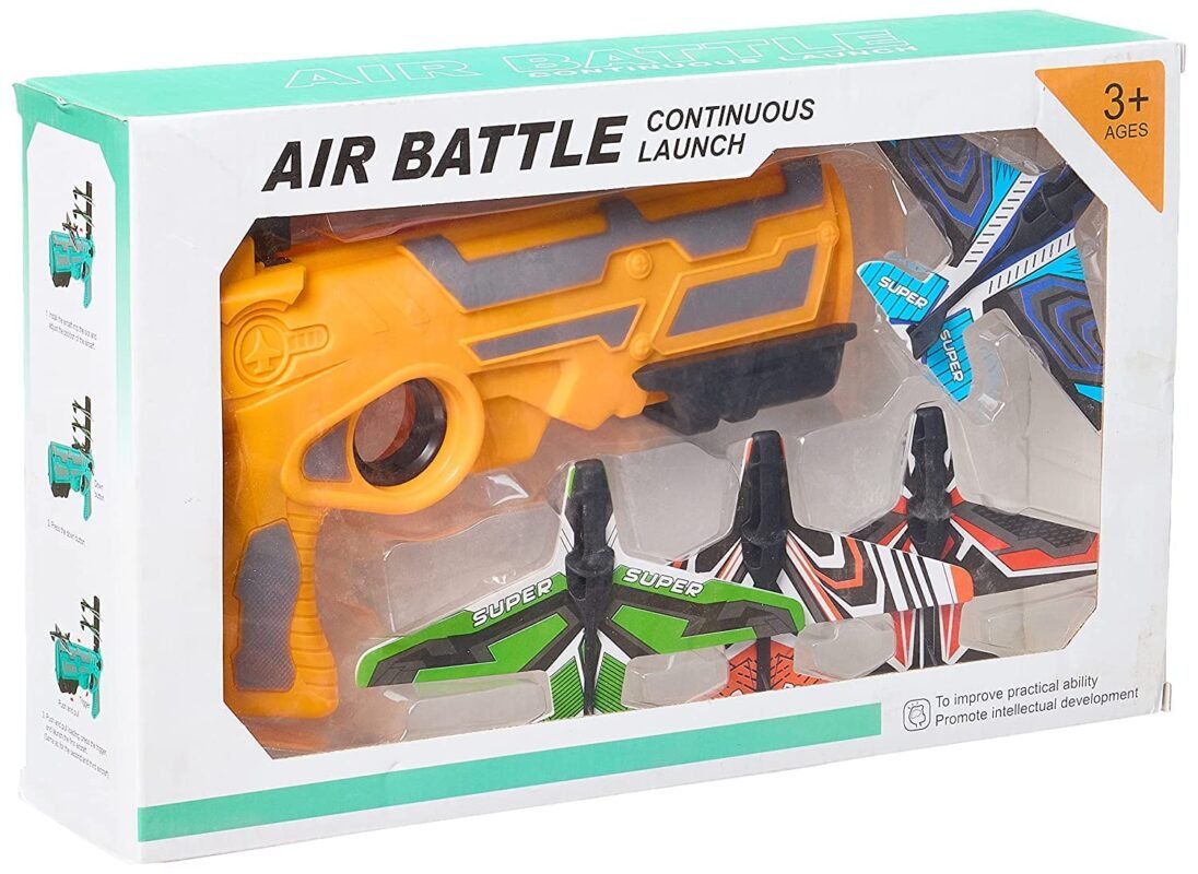 ⁦PIERCELL ENTERPRISE Piercell Airplane Launcher Gun Toy, Foam Glider Catapult Plane Toy for Kids, Throwing Foam Plane One-Click Ejection Airplane Shooting Games Flying Toys Guns & Darts. (Multicolor)⁩ - الصورة ⁦17⁩