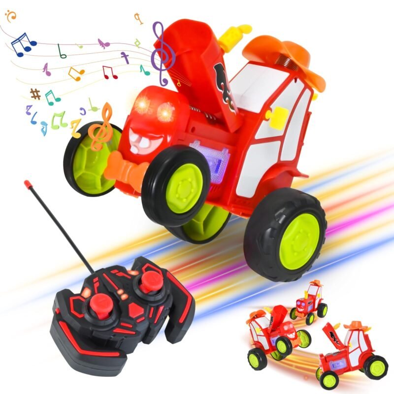 ⁦Neragron Remote Control Car, Crazy Jumping Dancing Car Toy, Double Sided RC Trucks with Headlights and Music, Wireless Remote Control Rocking Car for Kids Birthday Gift⁩ - الصورة ⁦3⁩