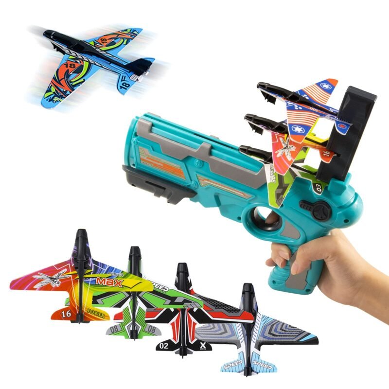 ⁦PIERCELL ENTERPRISE Piercell Airplane Launcher Gun Toy, Foam Glider Catapult Plane Toy for Kids, Throwing Foam Plane One-Click Ejection Airplane Shooting Games Flying Toys Guns & Darts. (Multicolor)⁩ - الصورة ⁦7⁩