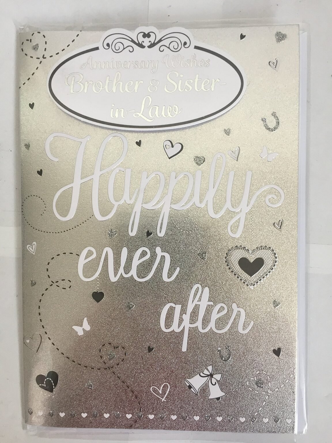 ⁦Prelude Wedding Anniversary Card ~ Anniversary Wishes Love & Happiness ~ Champagne & Wedding Cake Slim Card⁩ - الصورة ⁦2⁩