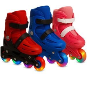Skates with 5 pcs Safety Set, 1 Rows (Light wheel)