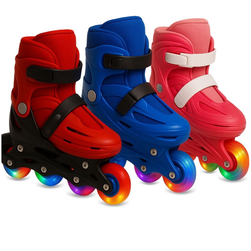Untitled design Skates with 5 pcs Safety Set, 1 Rows (Light wheel) - الصورة 1