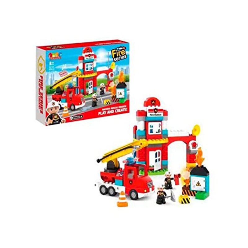 ⁦Fire rescue (with electric alarm light include 3AG3)

Blocks 85 pcs

Fire blocks car

Color box

38.5*12.5*49.5 (cm)⁩ - الصورة ⁦2⁩