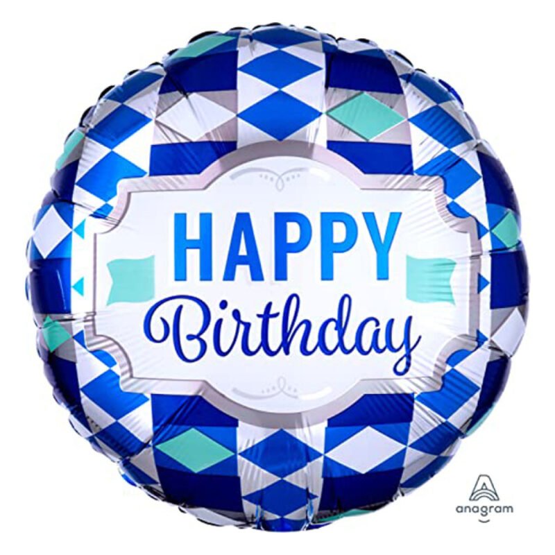 ⁦اناغرام بالون حفلات دائري من الفويل 17 انش عدد 1 (ماسة Happy Birthday)⁩ - الصورة ⁦2⁩
