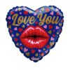 ⁦بالون على شكل شفاه مطبوع عليه Love You Lips مقاس 18 بوصة⁩ - الصورة ⁦2⁩