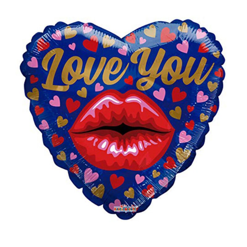 ⁦بالون على شكل شفاه مطبوع عليه Love You Lips مقاس 18 بوصة⁩ - الصورة ⁦2⁩