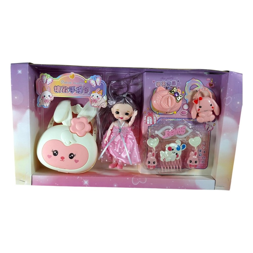 71FpshXC7L._AC_SL1500_.jpg Girls Doll Set with Accessories, Handbag and Rabbit by gtgtoys - الصورة 1