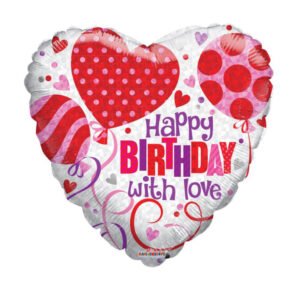 بالون من الفويل F150528SP 1 بعبارة Happy Birthday with Love الطول 46 سم
