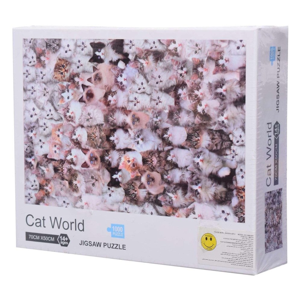 81WxFwmI7ZL._AC_SL1500_.jpg لعبة بازل بتصميم عالم القطط مكونة من 1000 قطعة للأطفال, متعدد الألوان - الصورة 1