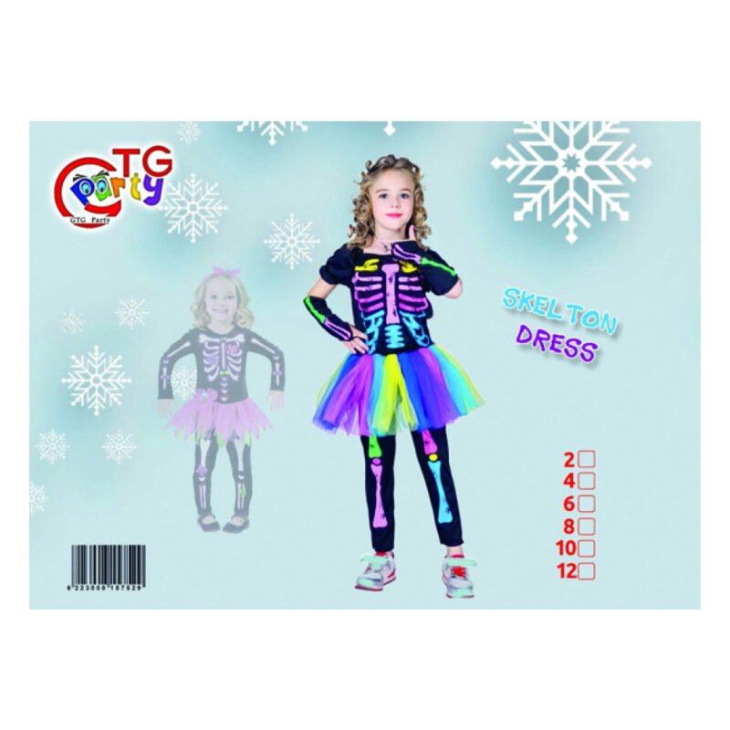⁦لبس تنكري هالوين  - SKELTON DRESS FOR GIRL   Costume⁩ - الصورة ⁦3⁩